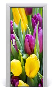 Samolepiace fototapety na dvere farebné tulipány 85x205 cm