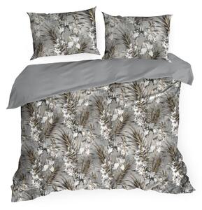 Kvalitné sivé posteľné obliečky bavlnený satén s motívom orchideí Sivá