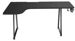 Priestranný rohový herný stôl v čiernej farbe Čierna