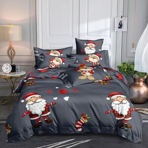 Vianočné sivé posteľné obliečky s motívom Santa Clausa Sivá