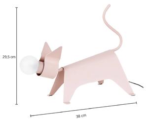 Stolná LED lampa Lucande Idalina, mačka, ružová