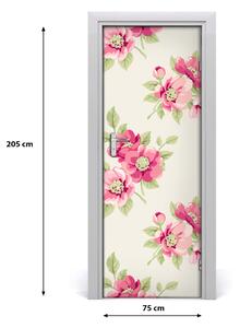 Samolepiace fototapety na dvere ružové kvety 75x205 cm