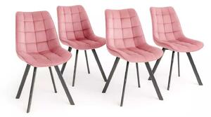 LuxuryForm DESIGN Stolička ORLEN VELUR - ružová - SET 4 ks