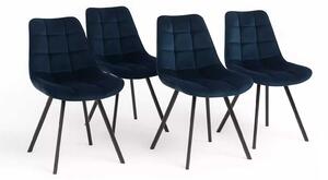 LuxuryForm DESIGN Stolička ORLEN VELUR - tmavo modrá - SET 4 ks
