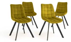 LuxuryForm DESIGN Stolička ORLEN VELUR - žltá - SET 4 ks