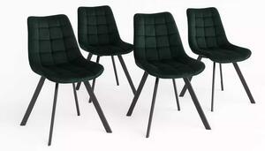 LuxuryForm DESIGN Stolička ORLEN VELUR - fľaškovo zelená - SET 4 ks