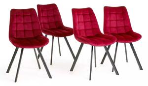 LuxuryForm DESIGN Stolička ORLEN VELUR - vínová - SET 4 ks
