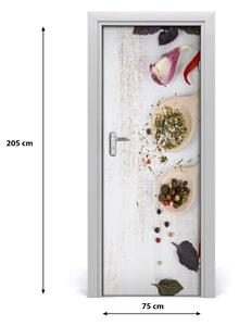Fototapeta dvere samolepiace zelenina a korenie 75x205 cm
