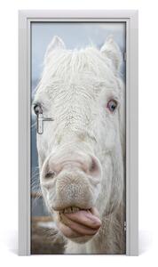 Samolepiace fototapety na dvere Šialený biely kôň 85x205 cm