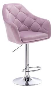 Barová stolička ANDORA VELUR na striebornom tanieri - fialová