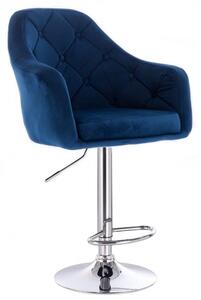 LuxuryForm Barová stolička ANDORA VELUR na striebornom tanieri - modrá