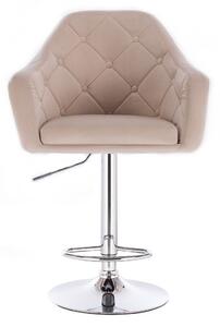 LuxuryForm Barová stolička ANDORA VELUR na striebornom tanieri - krémová