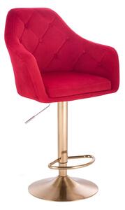 Barová stolička ANDORA VELUR na zlatom tanieri - červená