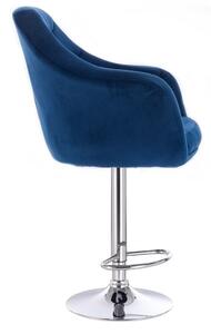 LuxuryForm Barová stolička ANDORA VELUR na striebornom tanieri - modrá