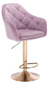 Barová stolička ANDORA VELUR na zlatom tanieri - fialová