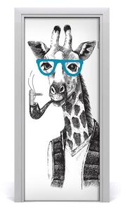 Samolepiace fototapety na dvere Žirafa s okuliarmi 85x205 cm