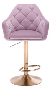 LuxuryForm Barová stolička ANDORA VELUR na zlatom tanieri - fialová