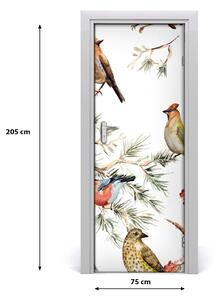 Samolepiace fototapety na dvere Vtáky a ihličnany 75x205 cm