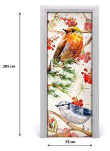 Samolepiace fototapety na dvere Vtáky a kvety 75x205 cm