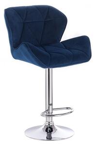 LuxuryForm Barová stolička MILANO VELUR na striebornom tanieri - modrá