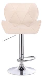 LuxuryForm Barová stolička MILANO VELUR na striebornom tanieri - krémová
