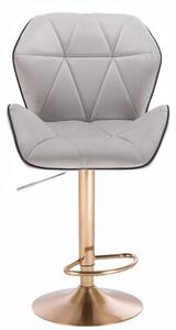 LuxuryForm Barová stolička MILANO MAX VELUR na zlatom tanieri - šedá