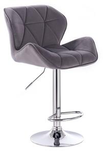 LuxuryForm Barová stolička MILANO VELUR na striebornom tanieri - tmavo šedá