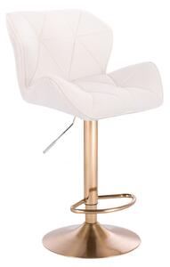 LuxuryForm Barová stolička MILANO VELUR na zlatom tanieri - biela