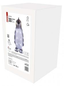 LED dekorácia – svietiaci tučniak, 35 cm, vonkajšia aj vnútorná, studená biela, časovač