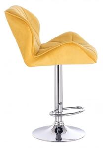 LuxuryForm Barová stolička MILANO VELUR na striebornom tanier - žltá
