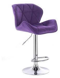 Barová stolička MILANO VELUR na striebornom tanieri - fialová