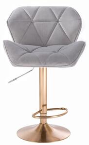 LuxuryForm Barová stolička MILANO VELUR na zlatom tanieri - svetlo šedá