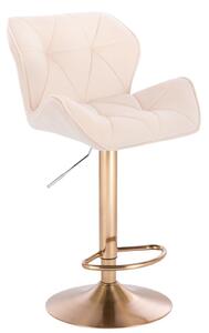 LuxuryForm Barová stolička MILANO VELUR na zlatom tanieri - krémová