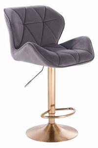 LuxuryForm Barová stolička MILANO VELUR na zlatom tanieri - tmavo šedá