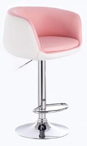 Barová stolička MONTANA na striebornom tanieri - bielo-ružová