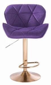 LuxuryForm Barová stolička MILANO VELUR na zlatom tanieri - fialová