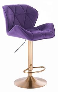 Barová stolička MILANO VELUR na zlatom tanieri - fialová