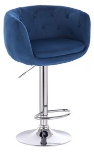Barová stolička MONTANA VELUR na striebornom tanieri - modrá
