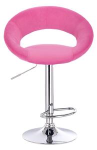 LuxuryForm Barová stolička NAPOLI VELUR na striebornom tanieri - ružová