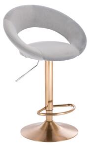 Barová stolička NAPOLI VELUR na zlatom tanieri - svetlo šedá