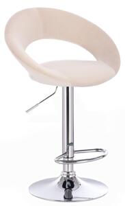 LuxuryForm Barová stolička NAPOLI VELUR na striebornom tanieri - krémová