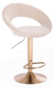 LuxuryForm Barová stolička NAPOLI VELUR na zlatom tanieri - krémová