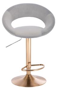 Barová stolička NAPOLI VELUR na zlatom tanieri - svetlo šedá