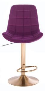 Barová stolička PARIS VELUR na zlatom tanieri - fuchsie