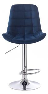 LuxuryForm Barová stolička PARIS VELUR na striebornom tanieri - modrá