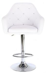 Barová stolička ROMA na striebornom tanieri - biela