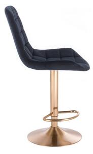 LuxuryForm Barová stolička PARIS VELUR na zlatom tanieri - čierna