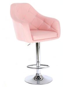 LuxuryForm DESIGN Barová stolička ROMA na striebornom tanieri - ružová