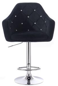 LuxuryForm Barová stolička ROMA VELUR na striebornom tanieri - čierna