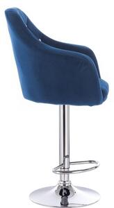 LuxuryForm Barová stolička ROMA VELUR na striebornom tanieri - modrá